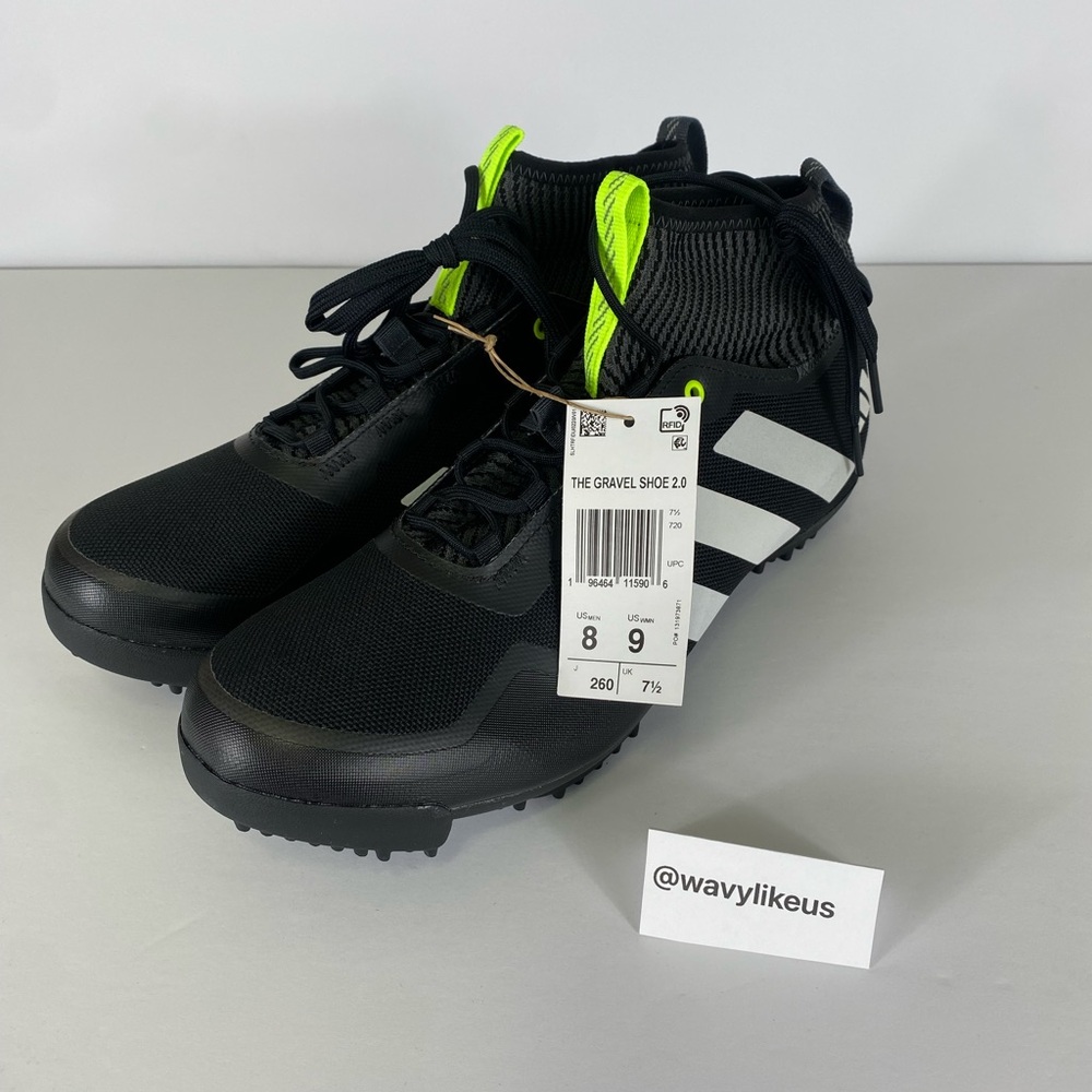 ADIDAS The Gravel 2.0 Cycling Shoes Black/White/Green Mens Size 8